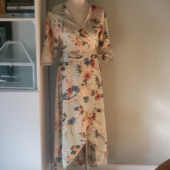 European Dresses & Skirts - Floral Maxi Wrap Dress - Green